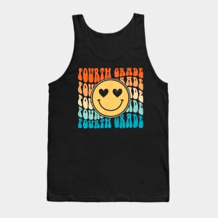 Boho  Retro Groovy Smile 4th Fourth Grade Teacher Tank Top